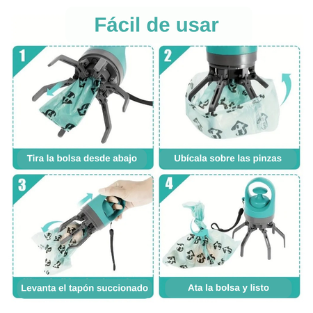 Pinza recogedora de excrementos para perros