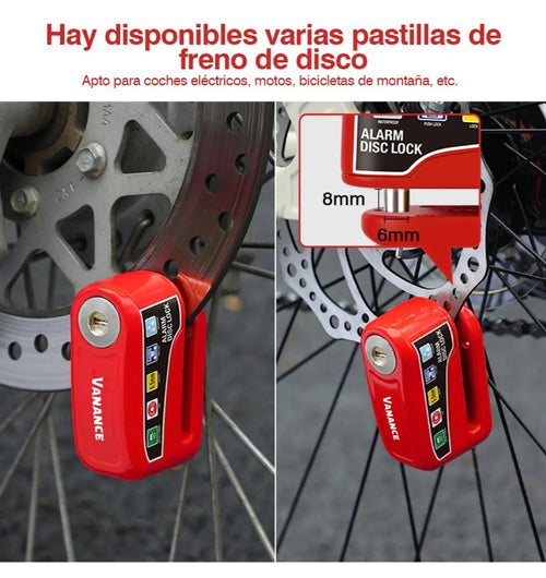 Cadado con alarma antirrobo para bicicletas y motos