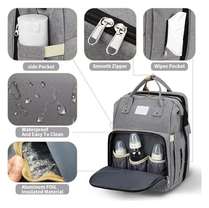 Mochila pañalera multifuncional con cuna integrada